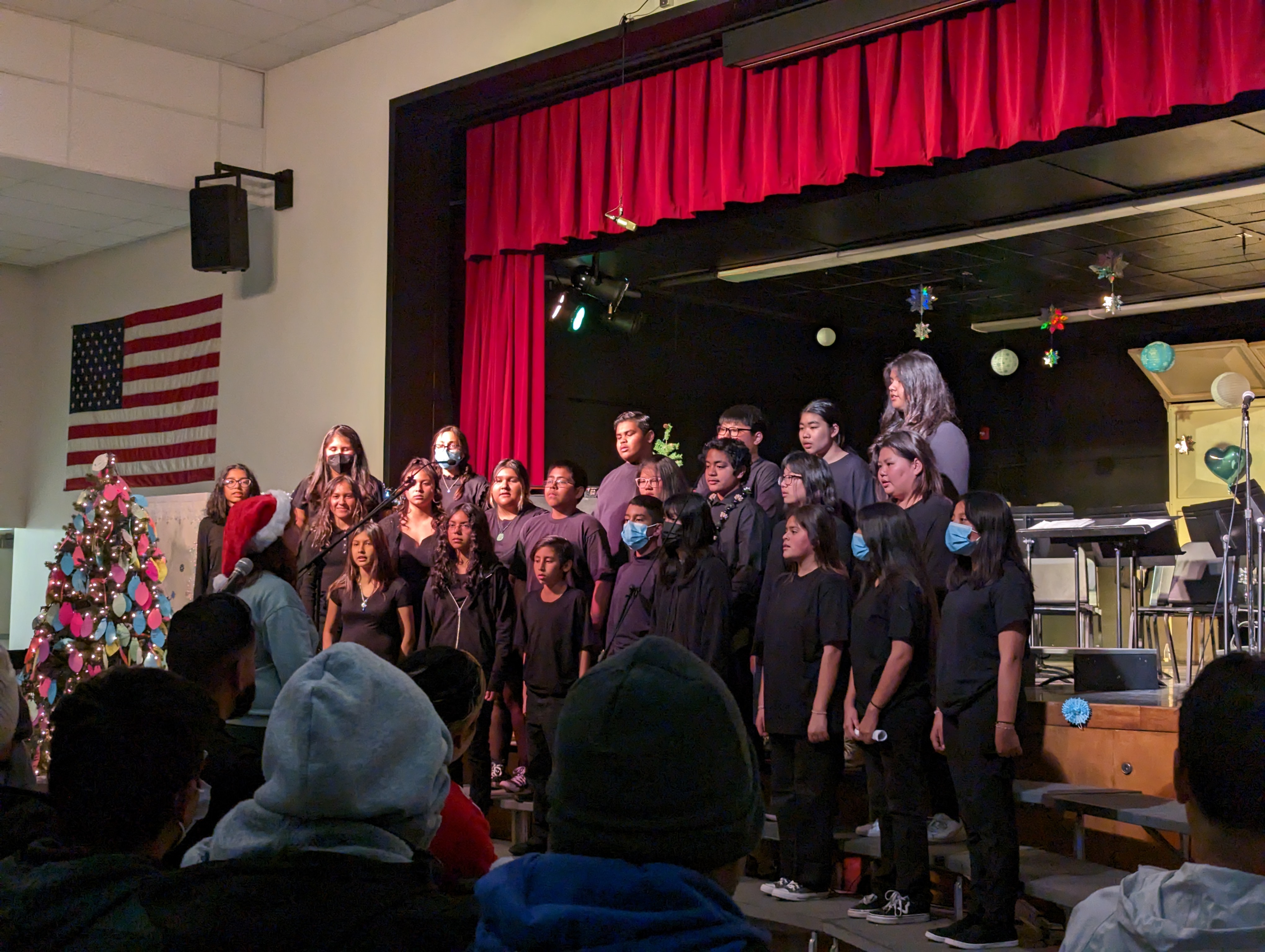 Alamitos’ Choir led by Mrs. Gutaskus performing at our Winter Concert